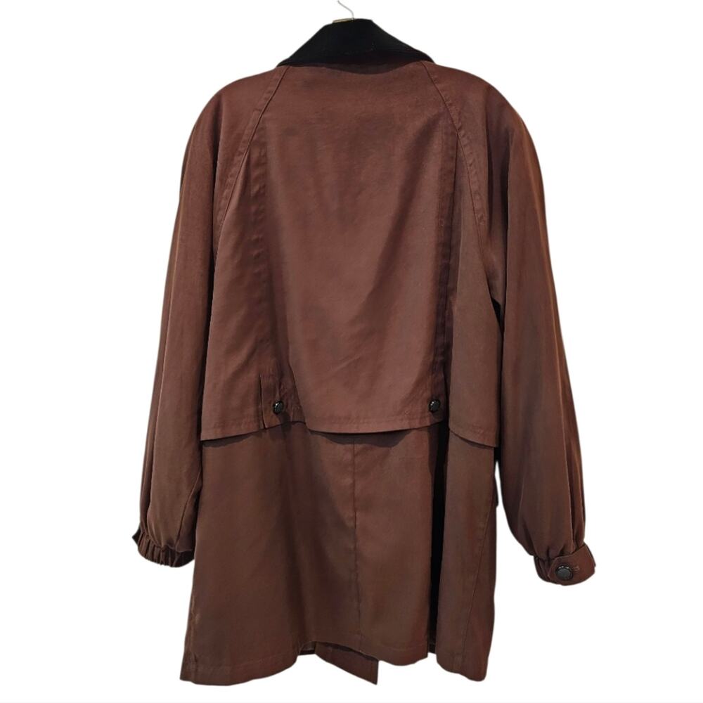 Jacqueline Ferrar Button Up Mid Length Lined Coat Brown Velour Collar Large - Picture 2 of 8